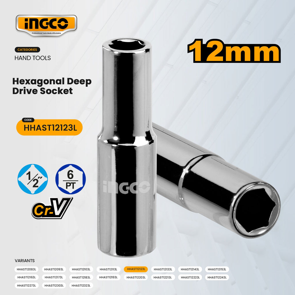 INGCO HEXAGONAL SOCKET 1\2 DEEP