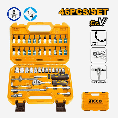 INGCO 46 PCS 1/4" SOCKET SET HKTS14462