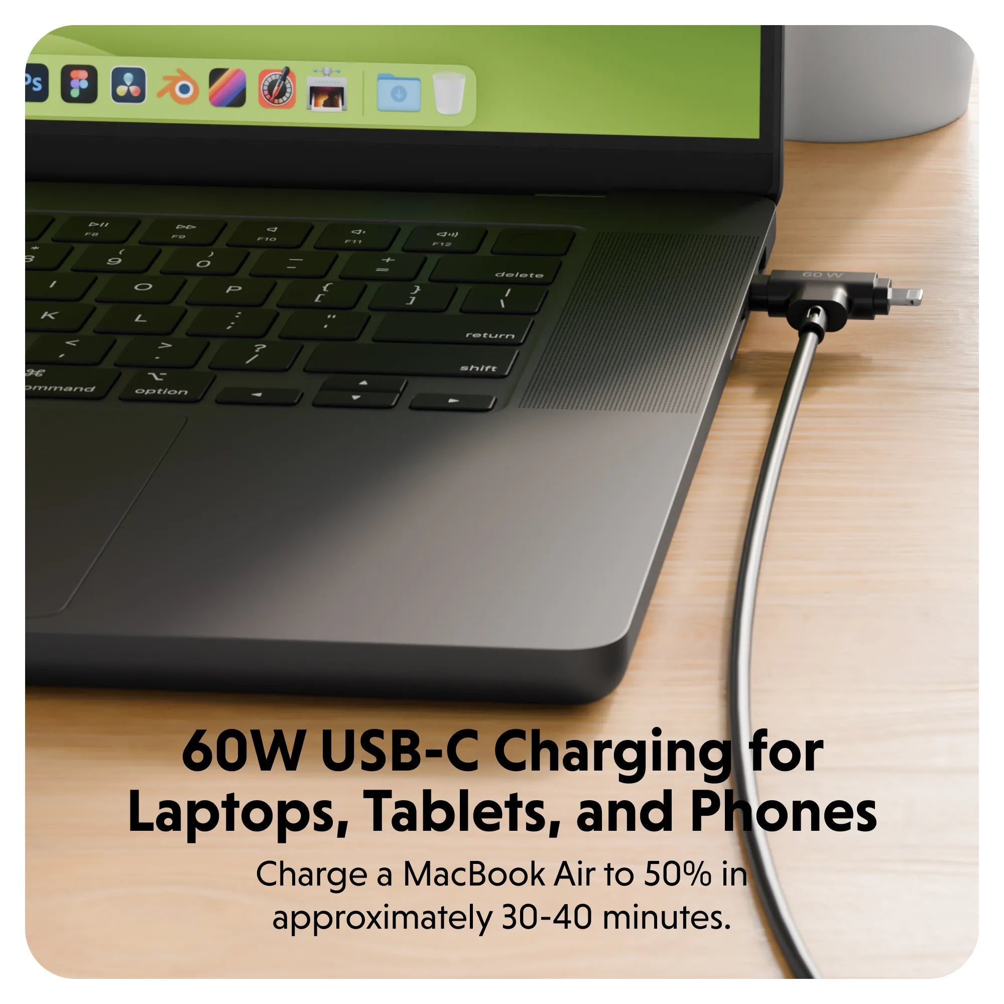 Hyper HyperJuice Silicone USB-C to USB-C and Lightning Hybrid 60W Cable - Black