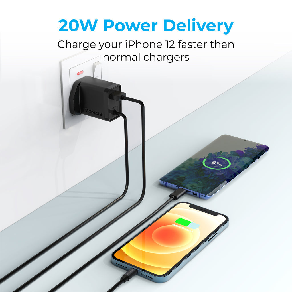 Promate Wall Socket Charger Black ICHARGE-PDQC3.UK-BK (lighting, USB-A) PRO-CH-ICHARGE-PDQC3.UK-BK