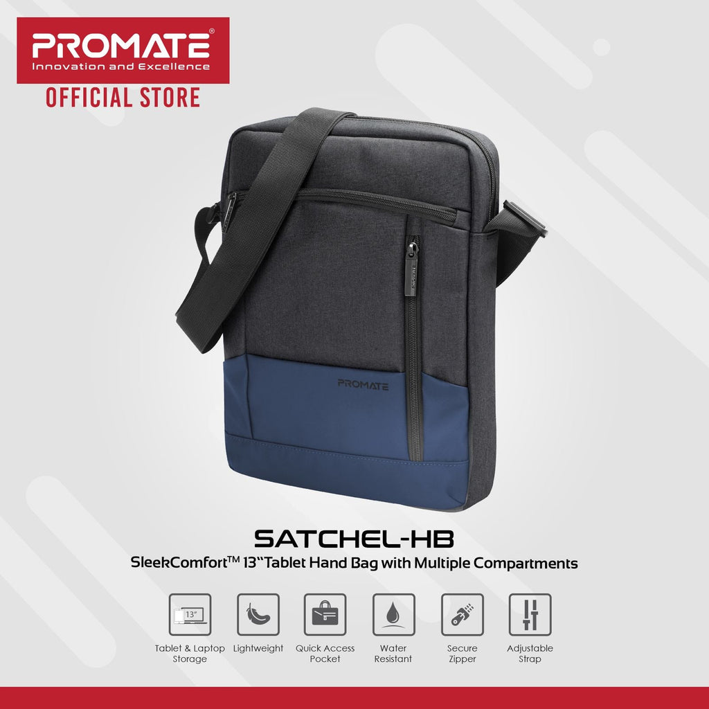 Promate SleekComfort™ 13” Tablet Hand Bag (SATCHEL-HB.BLACK) PRO-BG-SATCHEL-HB.BLACK