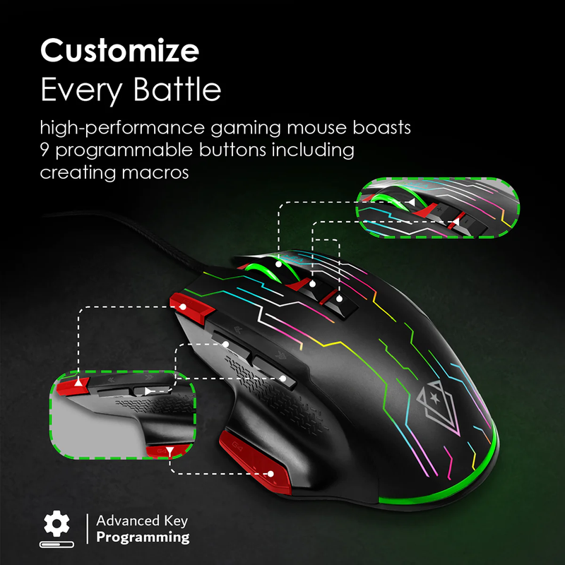 Vertux Superior Quick Performance Wired Gaming Mouse KRYPTONITE.RED PRO-MU-KRYPTONITE.RED