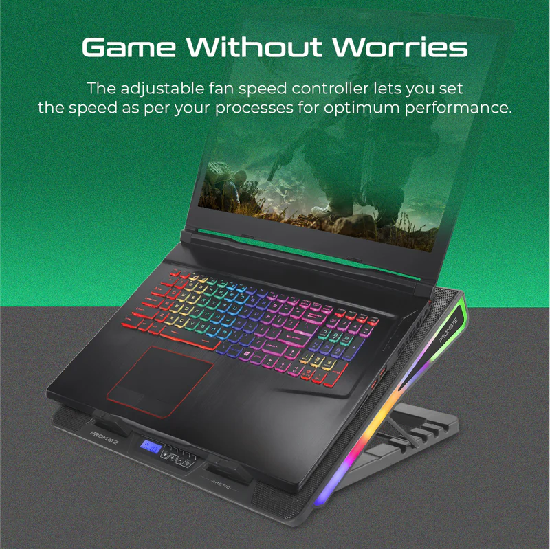 Promate Cooling Pad RGB with Multi‐Height Adjustment (GLARE) PRO-COOLING PAD-GLARE