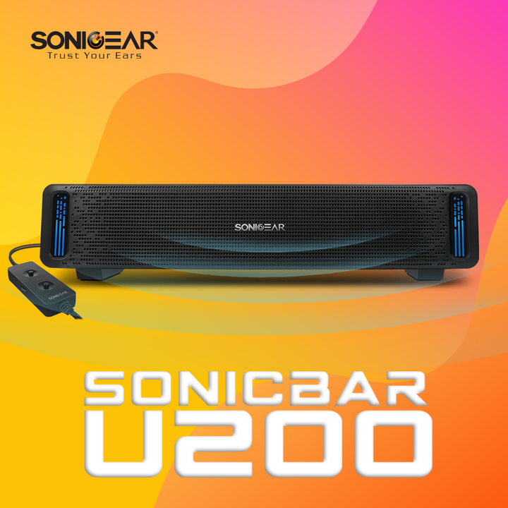 Sonicgear U200 Soundbar 7 Pulsating LED Colours  - 10W - USB U200BLK