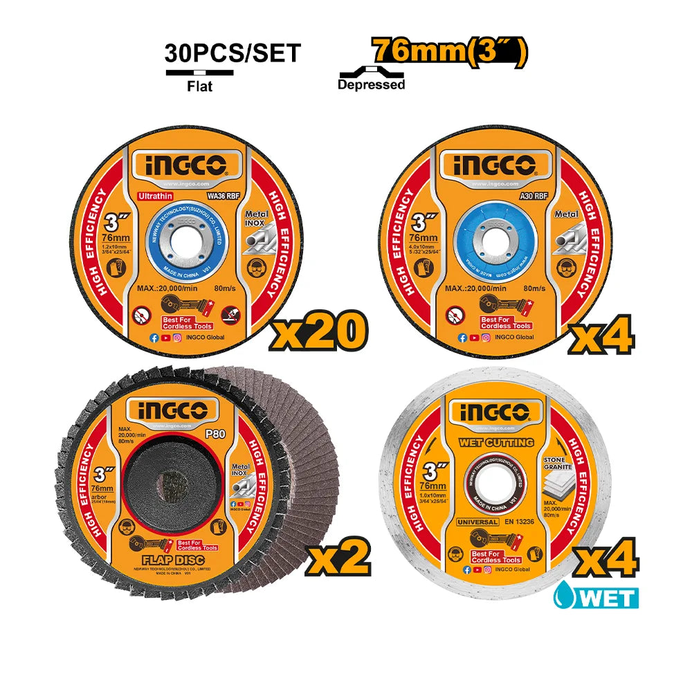 INGCO CUTTING AND GRINDING DISC SET MCD07630