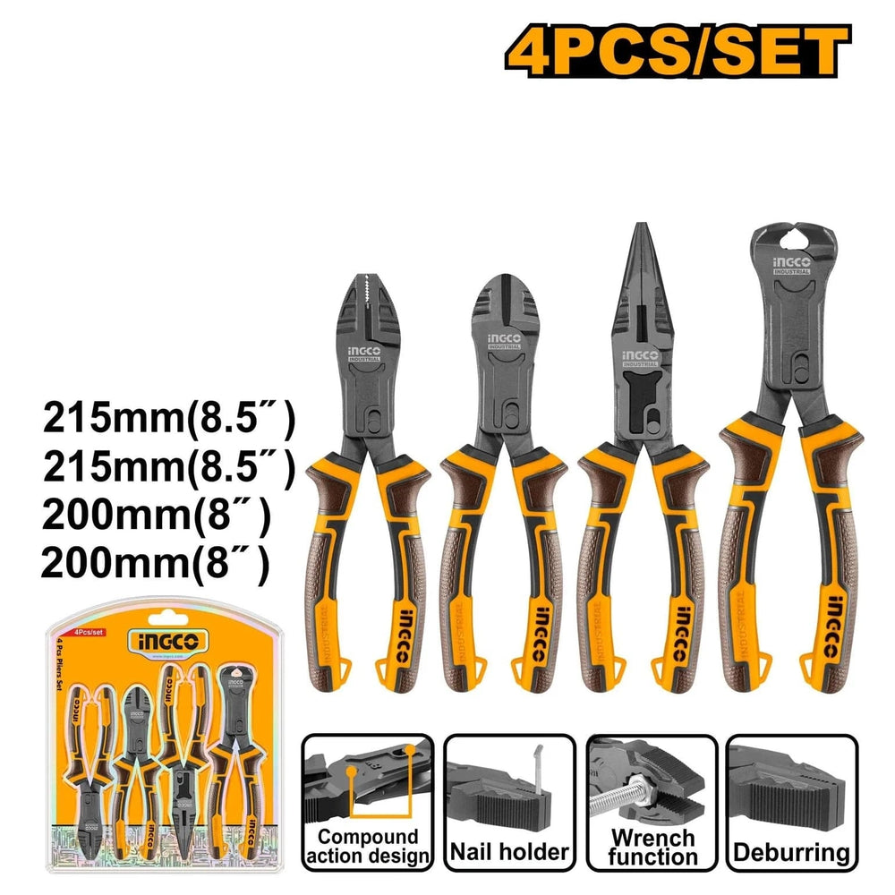 INGCO 4 PCS COMPOUND ACTION PLIERS SET HKCPS5841