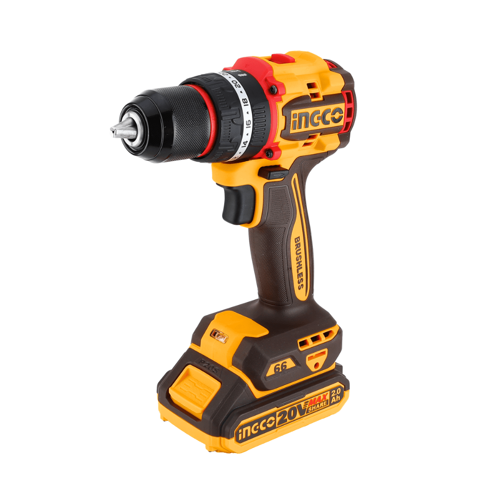 INGCO IMPACT DRILL BRUSHLESS CORDLESS 2 BAT 2.0 AMP + CHARGER 66 NM