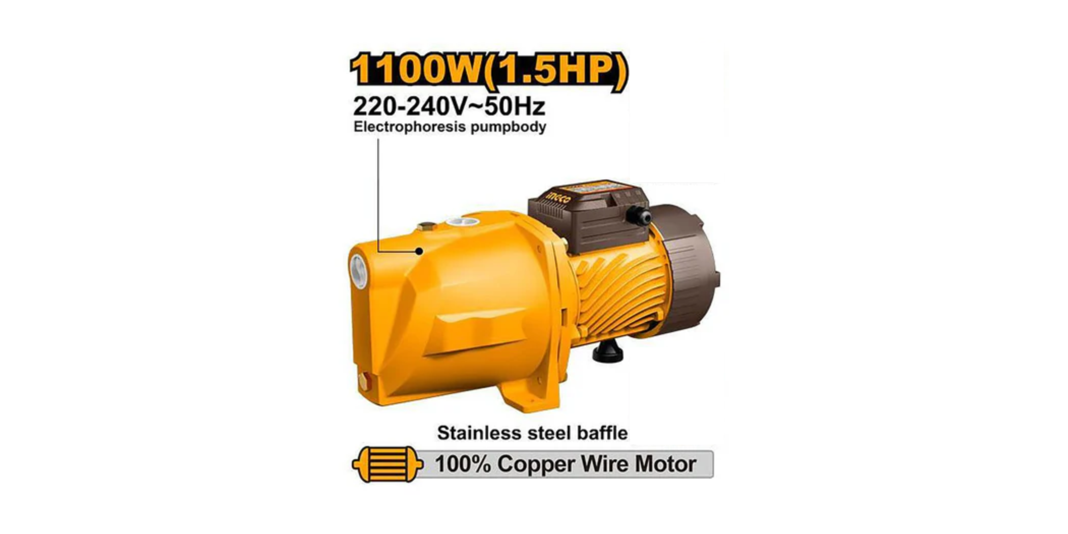 INGCO JET PUMP  MAX FLOW 70L\MIN 1.5 HP