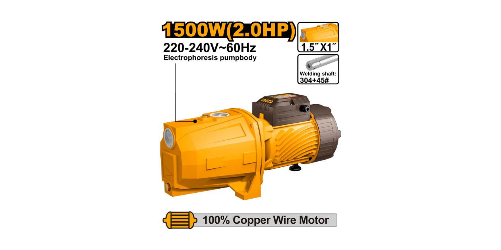 INGCO JET PUMP  MAX FLOW 125L\MIN 2 HP