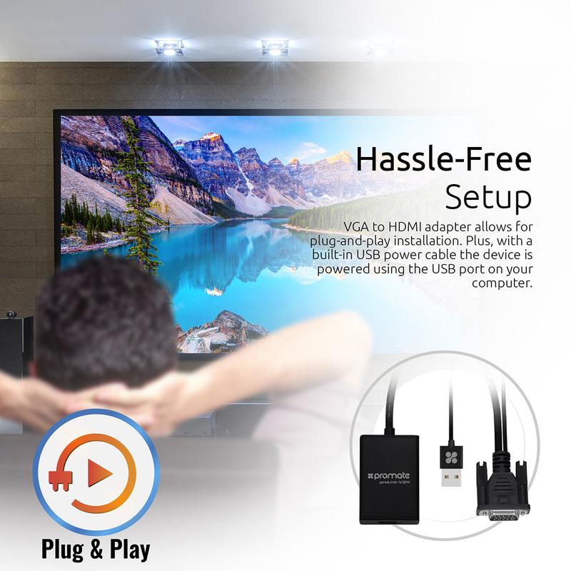Promate Converter VGA to HDMI Black (PROLINK-V2H.BLACK) PRO-CON-PROLINK-V2H.BLACK