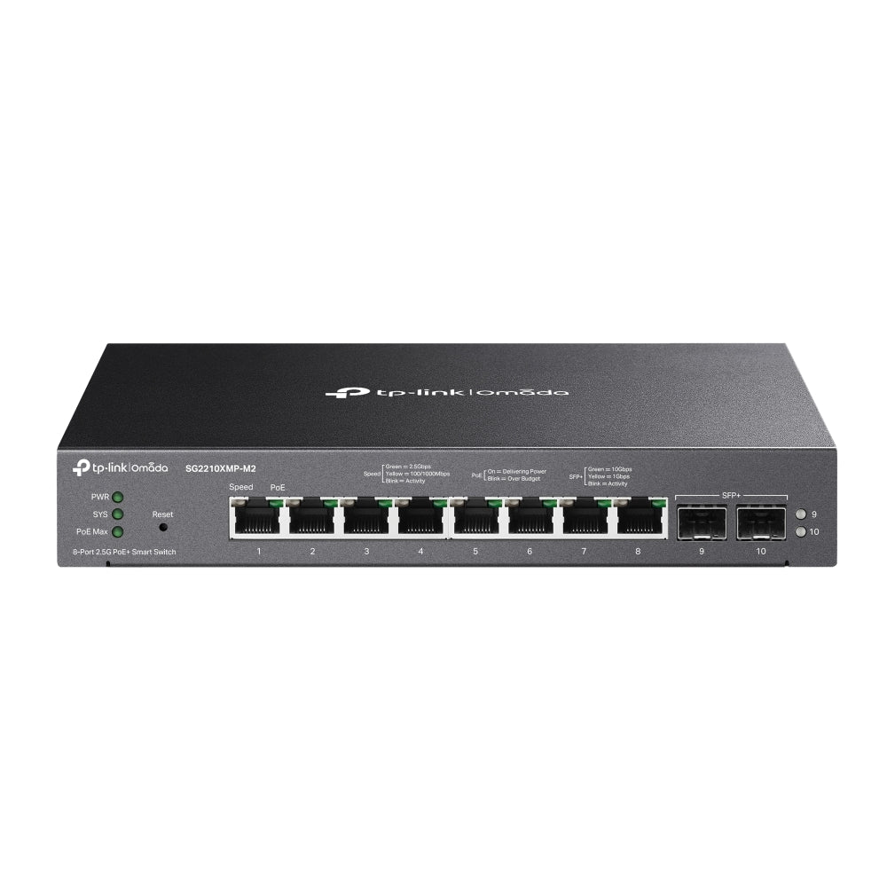 TP-Link Omada 8-Port 2.5GBASE-T and 2 Port 10GE SFP+ Smart Switch with 8-Port PoE+ TL-SG2210XMP-M2(UN) NS-TP-SG2210XMP-M2(UN)