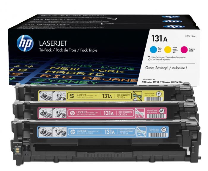 HP 131A 3-pack Cyan/Magenta/Yellow Original LaserJet Toner Cartridges