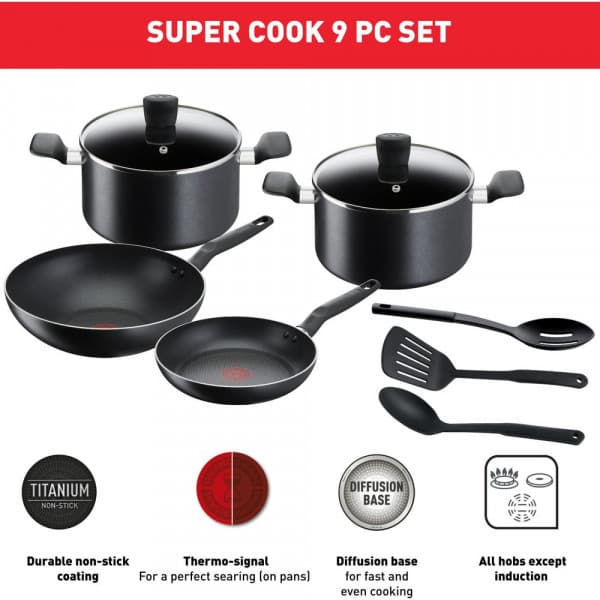 TEFAL  SET 9PCS SUPER COOK (B143S985/86/B459S984,B491S985)